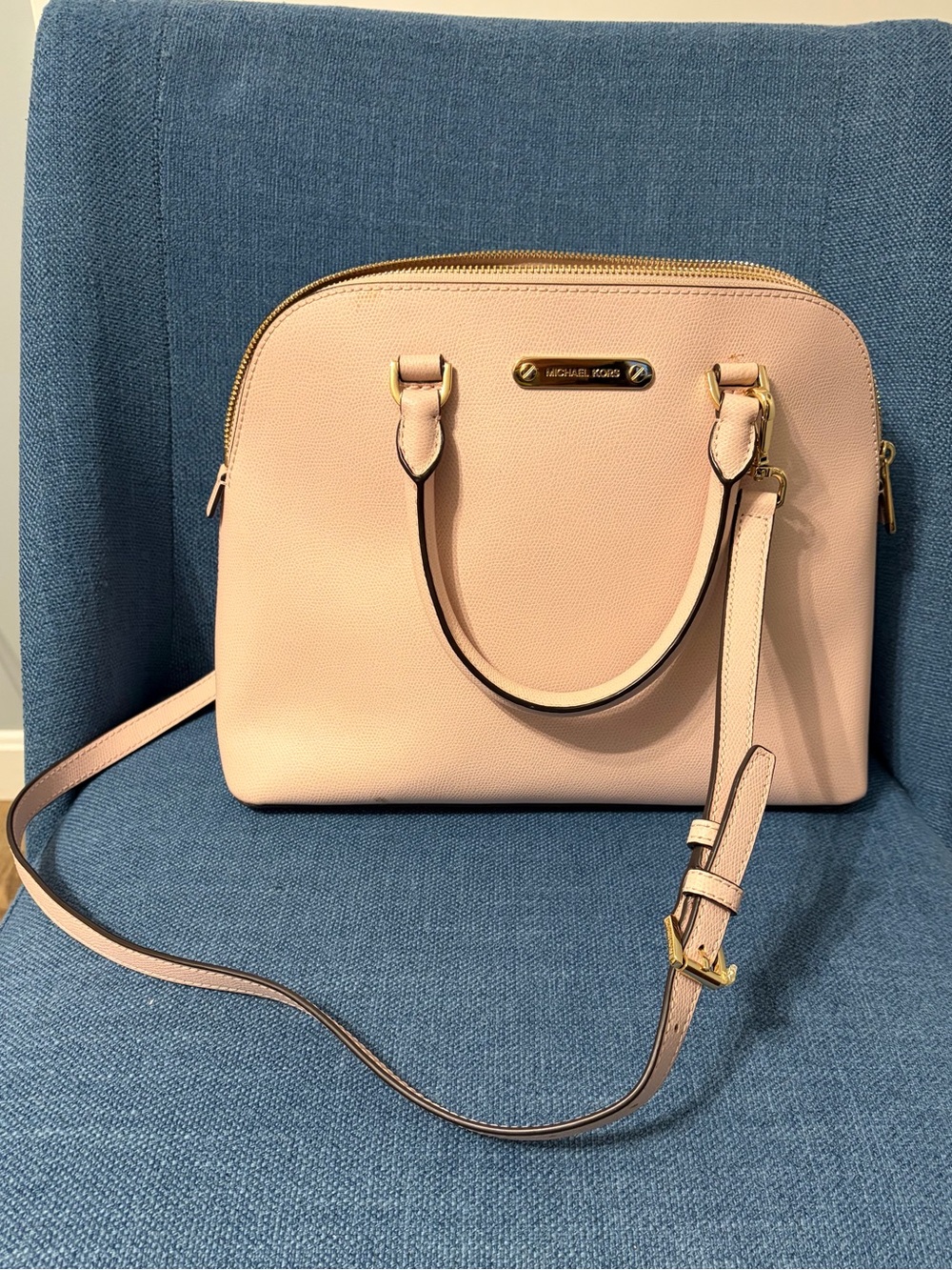 Michael Kors Blush Saffiano Dome Satchel with Crossbody Strap